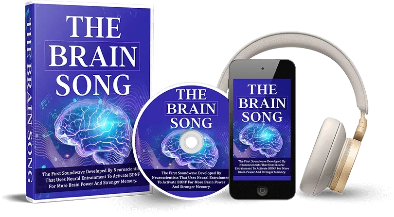 The Brain Song promotional graphic showing digital audio on several devices